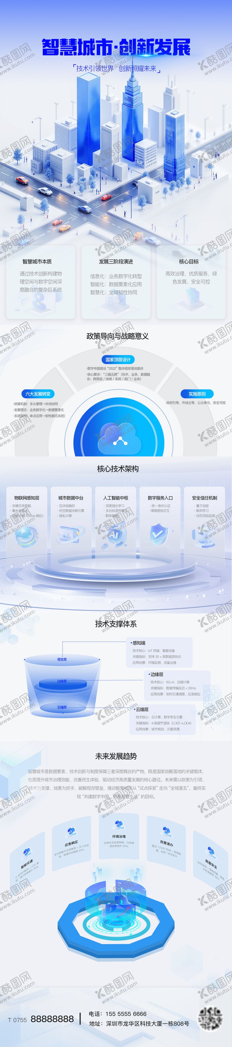 编号：88935011131013308466【酷图网】源文件下载-蓝色科技长图智慧城市·创新发展海报