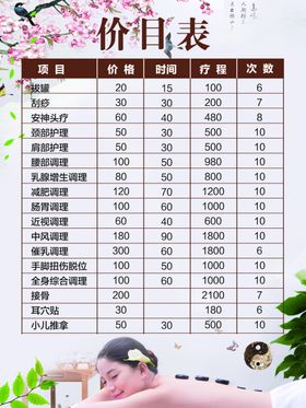 价格表