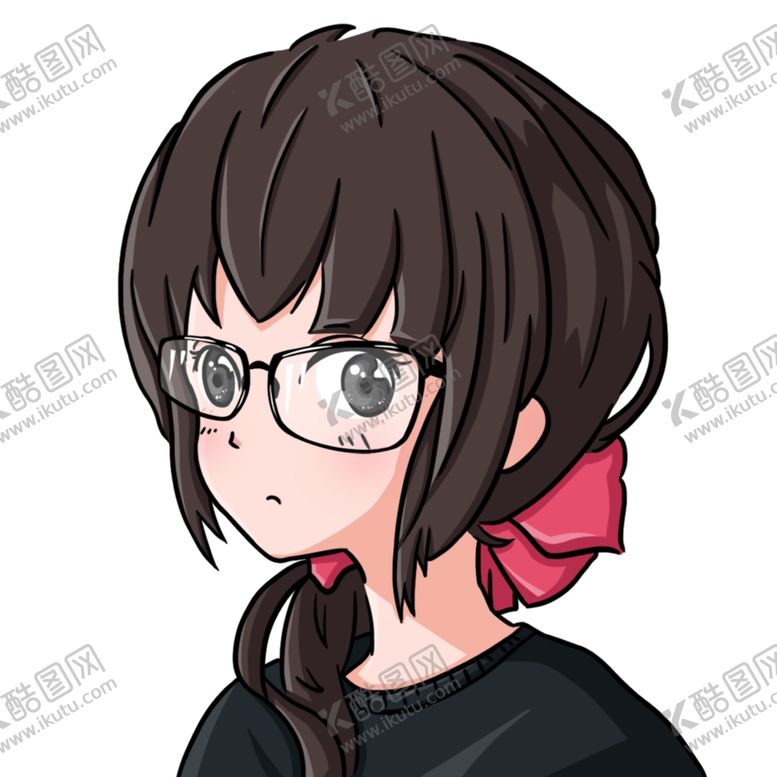 编号：97942810192245048197【酷图网】源文件下载-卡通Q版可爱戴眼镜红发带女生头