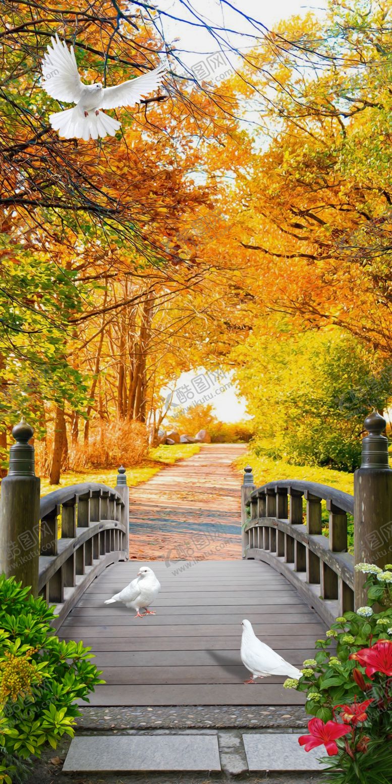 编号：54959610090632486055【酷图网】源文件下载-秋天风景玄关画