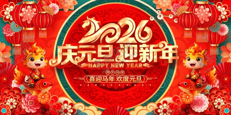 编号：77961104020139106599【酷图网】源文件下载-2026元旦新年喜庆装饰图
