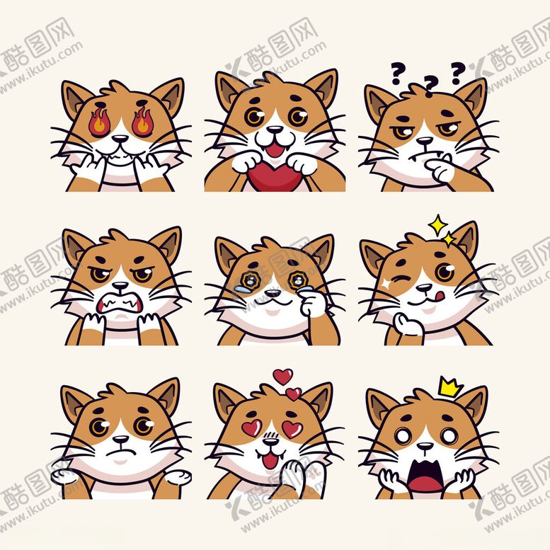 编号：83944410162205531250【酷图网】源文件下载-可爱猫咪表情集合