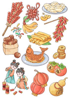 新年春节年味贴纸