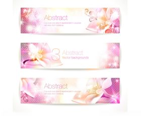 粉色花卉横幅模板