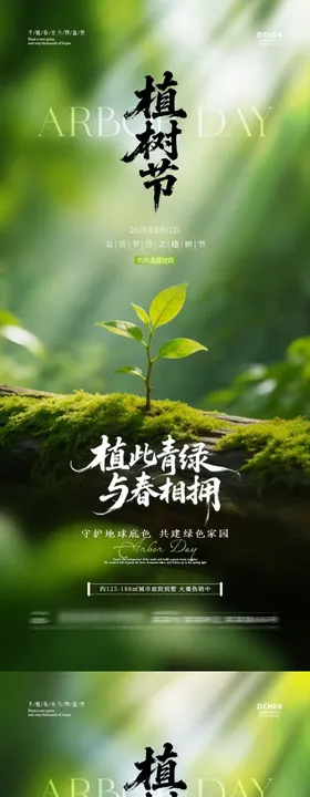 植树节312树苗摄影海报