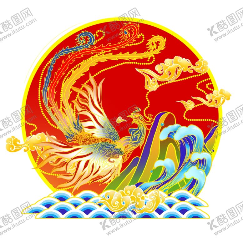 编号：14407502100741503342【酷图网】源文件下载-国潮烫金凤凰