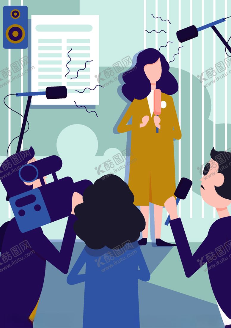 编号：25294409170355133592【酷图网】源文件下载-创意被采访的无表情女子