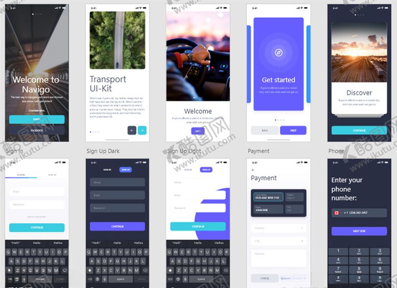 编号：67666604241118462264【酷图网】源文件下载-xd启动页引导页登录注册ui设
