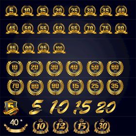 金色数字炫彩字母卡通字母