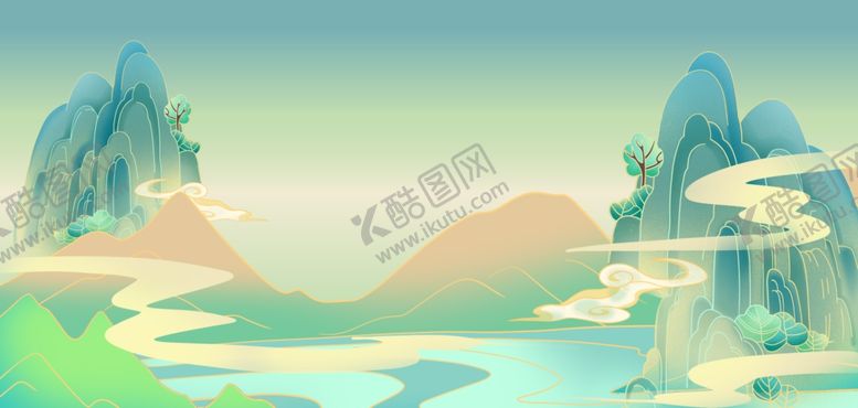 编号：82180004020133155313【酷图网】源文件下载-国潮山水背景