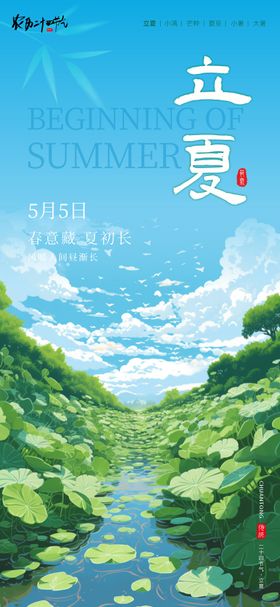 立夏节气插画海报