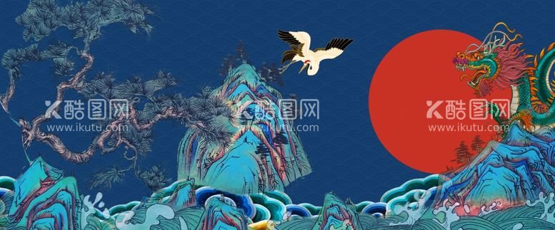 编号：91477111272325424613【酷图网】源文件下载-手绘国潮风展板背景 