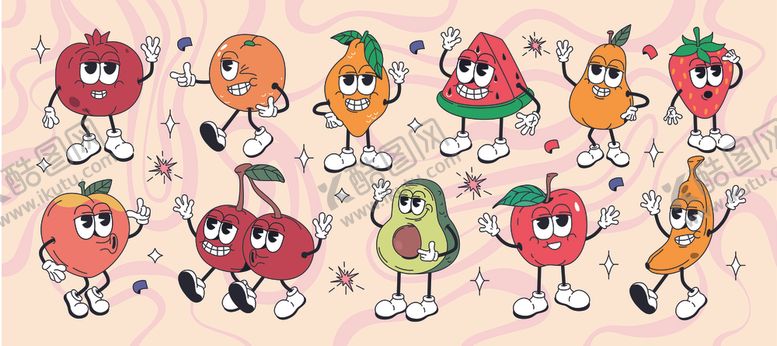 编号：89365612190016163000【酷图网】源文件下载-可爱水果卡通形象集合
