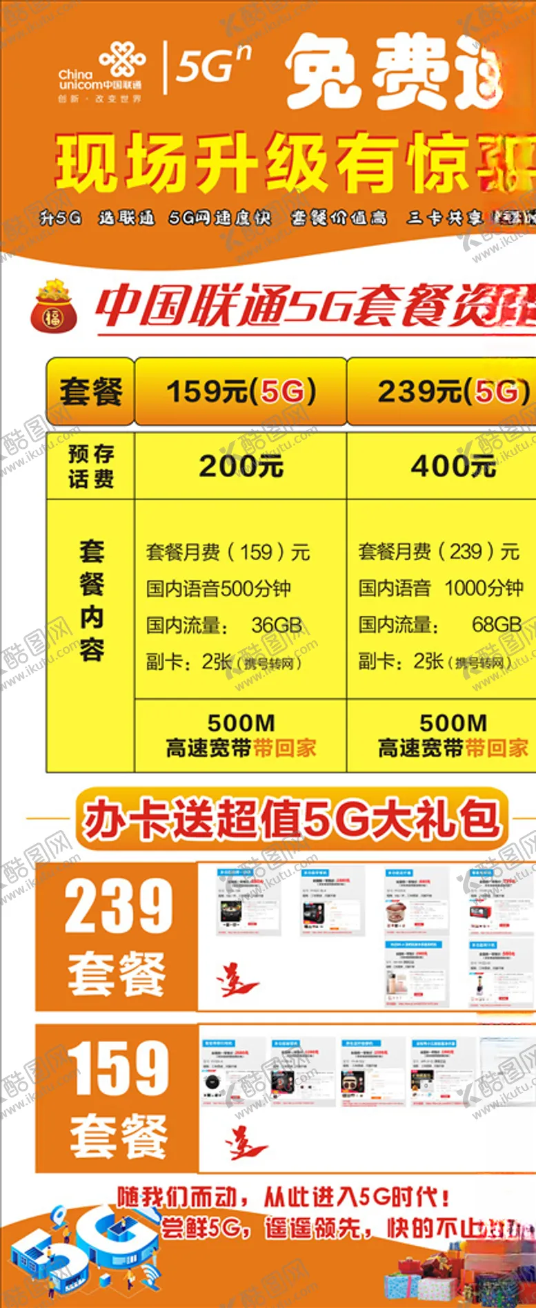 编号：50779606250141117799【酷图网】源文件下载-联通5G易拉宝