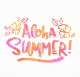 你好夏天英文字体设计