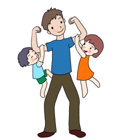 父亲节卡通亲子插画png素材
