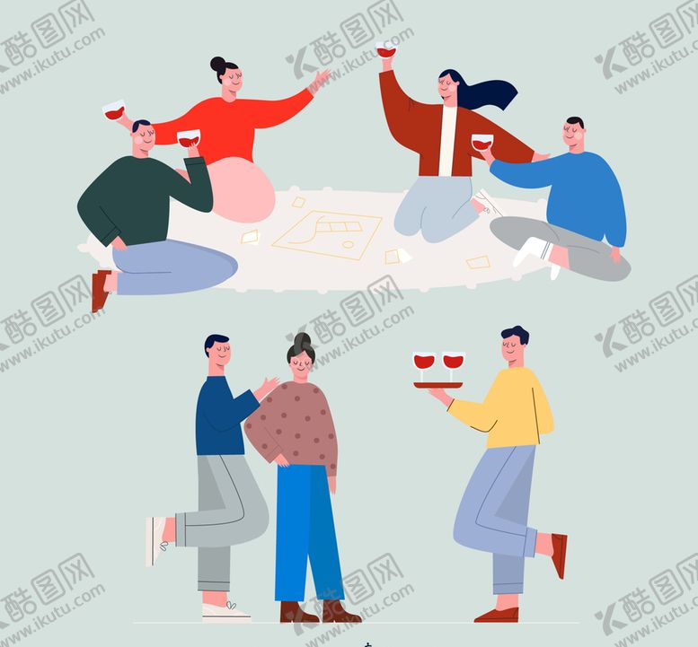 编号：35901809160852405076【酷图网】源文件下载-生活人物插画饮酒