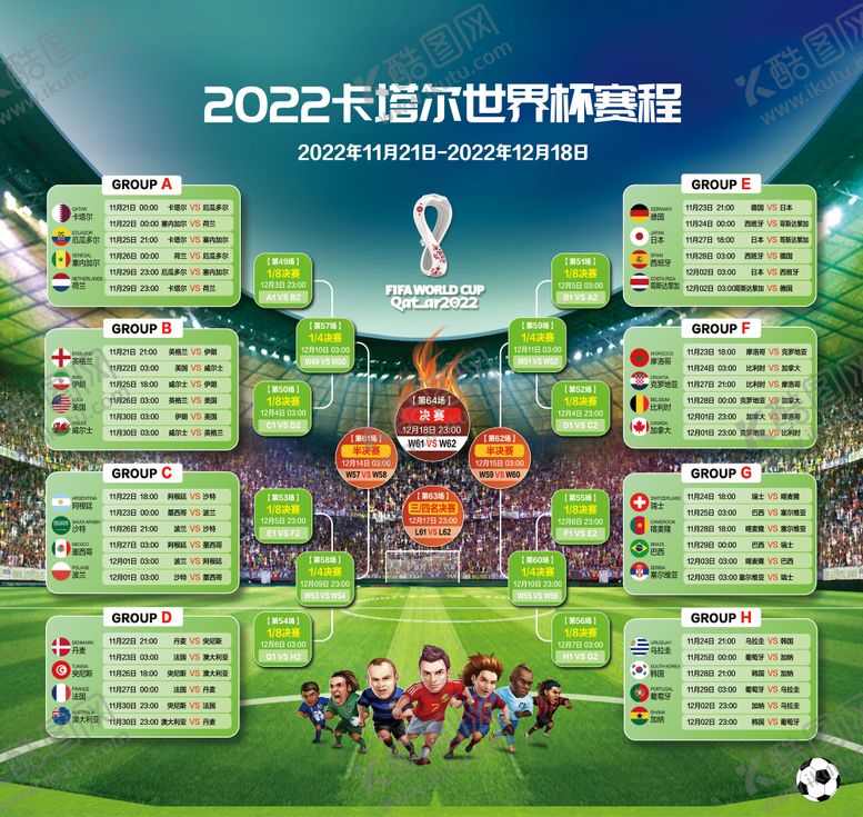 编号：68561912082352295771【酷图网】源文件下载-2022卡塔尔世界杯足球赛事海报展板