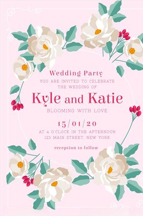 手绘多彩婚礼邀请模板