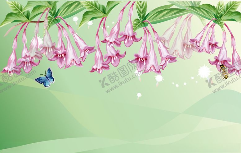 编号：61502305111017321724【酷图网】源文件下载-牵牛花装饰画蜜蜂小清晰