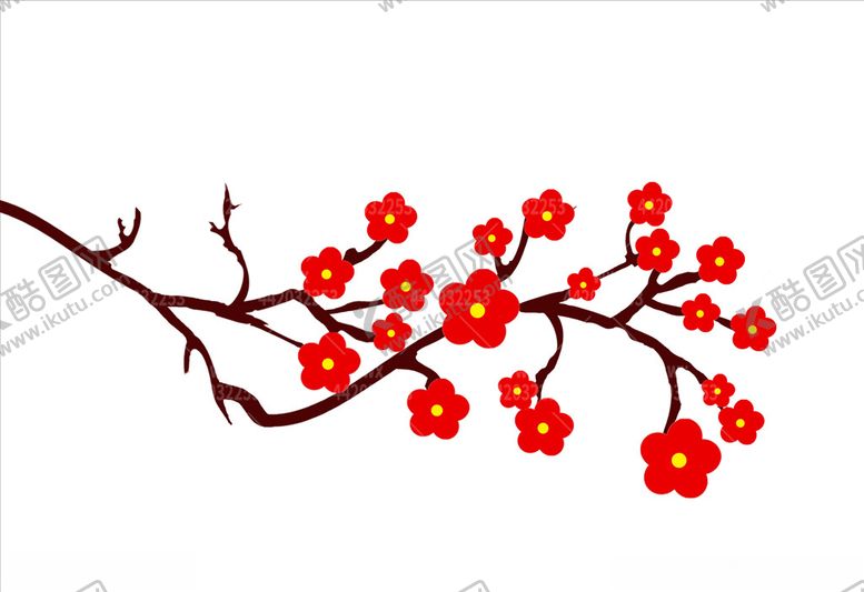 编号：20213905031619405441【酷图网】源文件下载-红色花朵梅花植物