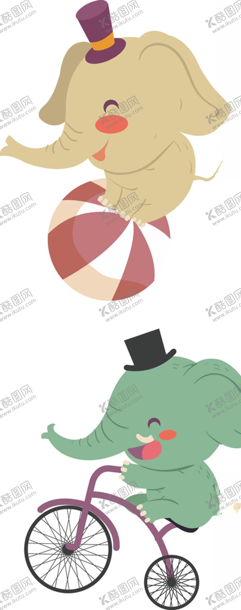 编号：20177307050924164128【酷图网】源文件下载-马戏团大象卡通动物儿童插画素材