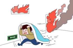 防火逃生人物插画海报素材