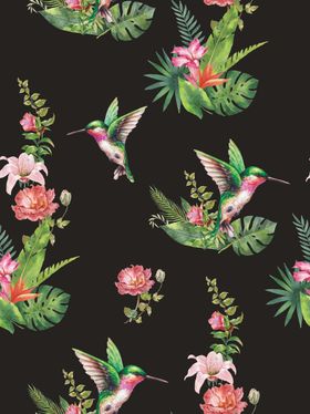 大牌女装手绘花鸟
