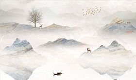 水墨山水背景墙