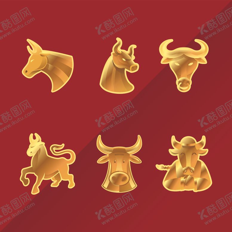 编号：60541505052203165290【酷图网】源文件下载-金色牛年图标
