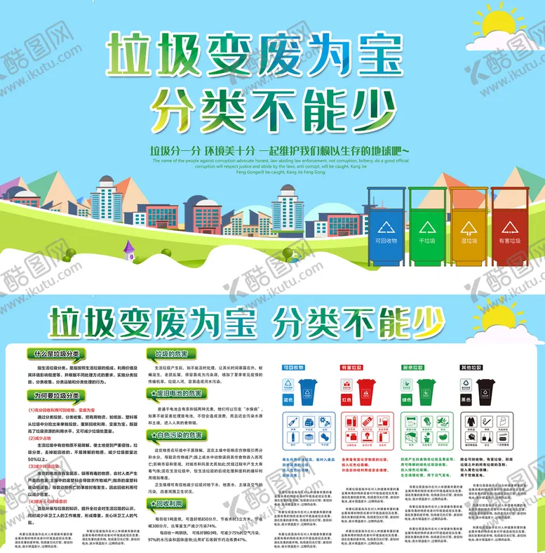 编号：61487309301516264238【酷图网】源文件下载-垃圾变废为宝分类不能少