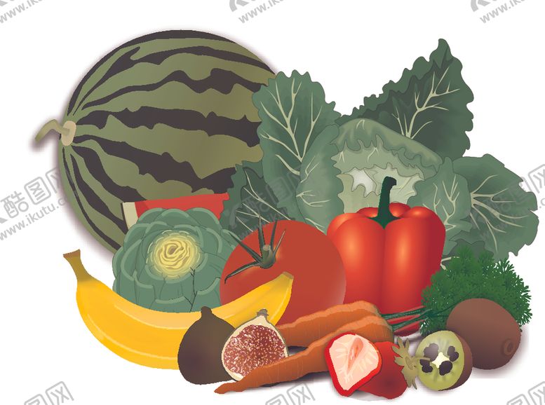 编号：35518609191635409960【酷图网】源文件下载-矢量水果蔬菜