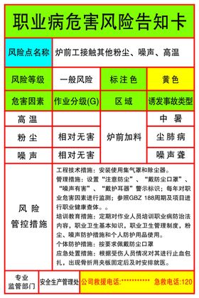 职业病危害风险告知卡