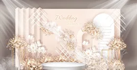 肉粉色香槟色甜美简约婚礼