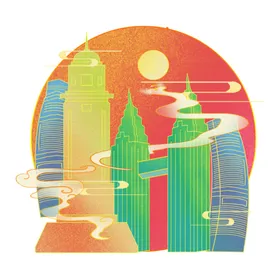 国潮插画背景