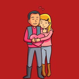 手绘情侣恋人