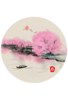 水墨桃花