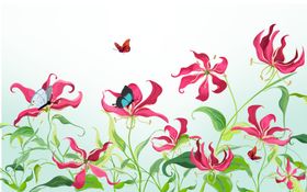 家居电视背景墙盛开的花朵海报