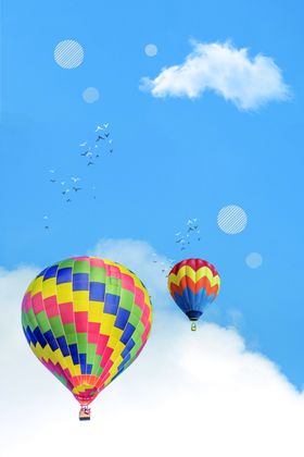 蓝色天空热气球