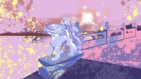 颐和园石狮水彩画油画