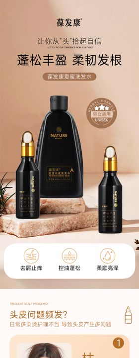 水杨酸去屑洗发水电商详情页