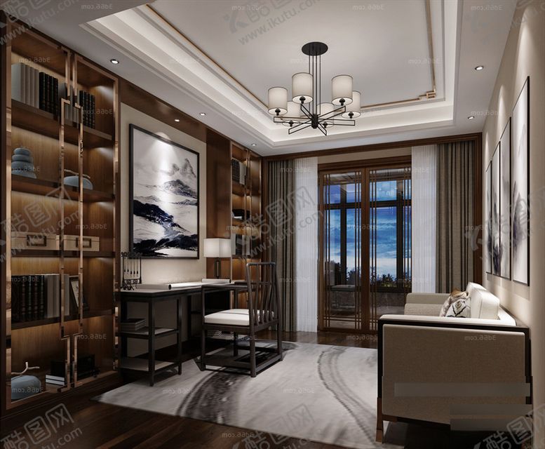 编号：44849310021401114985【酷图网】源文件下载-中式书房