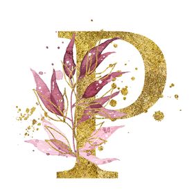 手绘水彩花卉英文字母logo