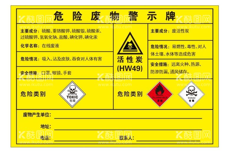 编号：86684710281742089751【酷图网】源文件下载-危险废物贮存分区标志