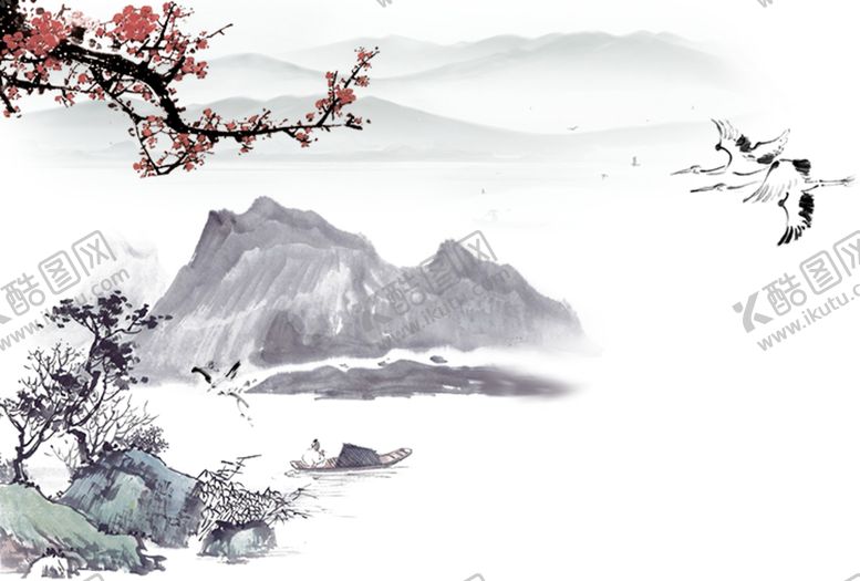 编号：30377105082013024351【酷图网】源文件下载-中国风山水水墨画插画背景素材