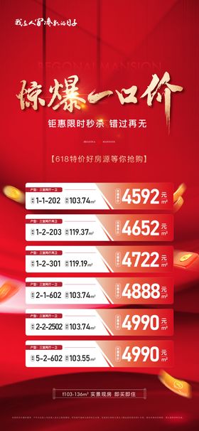地产红金一口价海报