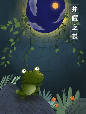 井底之蛙成语故事插画