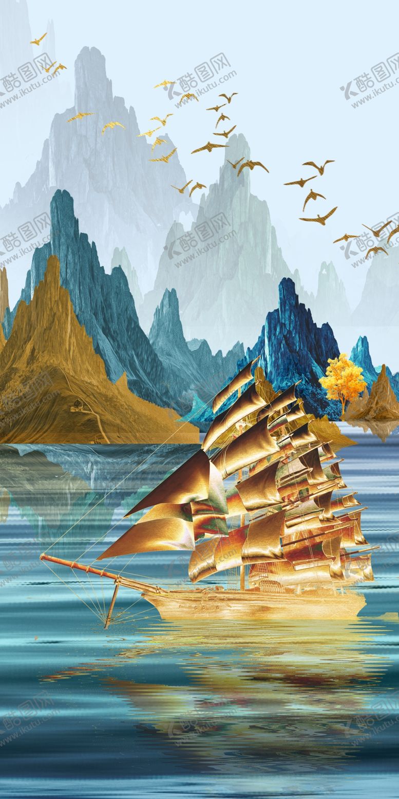 编号：29448809161006012016【酷图网】源文件下载-一帆风顺玄关画