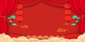 春节背景红色喜庆新年红色简洁红色金融会议