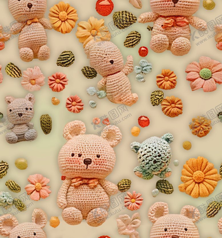 编号：77293707010117047352【酷图网】源文件下载-可爱小熊与多彩装饰图案